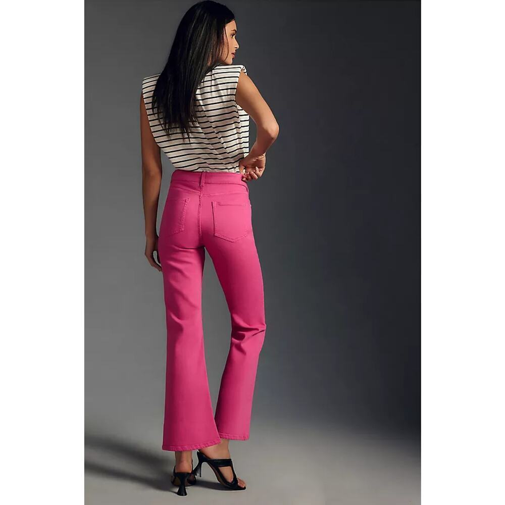 Pilcro The Yaya Cotton Blend Mid-Rise Denim Crop Flare Jeans Pink Womens Size 33 - Picture 2 of 16